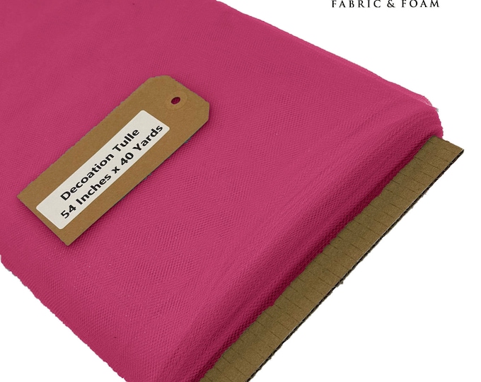 Fuchsia 54" Wide by 40 Yards Long (120 Feet) Polyester Tulle Fabric Bolt, for Wedding and Decoration.