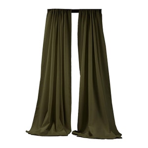 Olive Green 2 Panels Backdrop Drape, All Sizes Available in Polyester Poplin, Party Supplies Curtains.