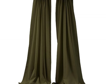 Olive Green 2 Panels Backdrop Drape, All Sizes Available in Polyester Poplin, Party Supplies Curtains.