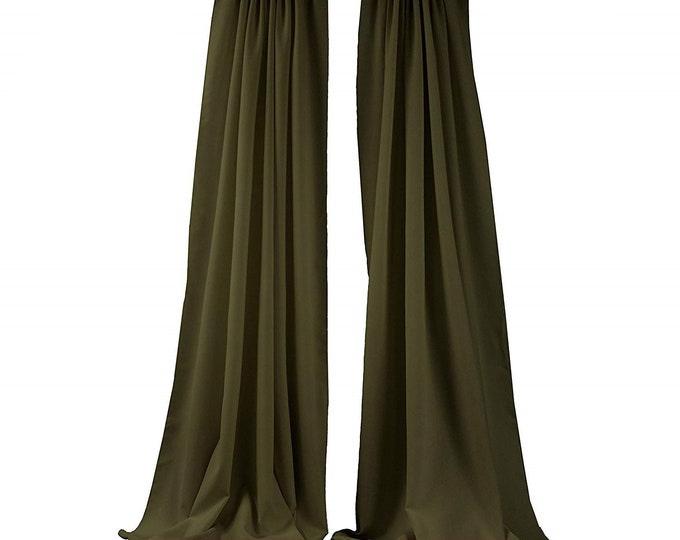 Olive Green 2 Panels Backdrop Drape, All Sizes Available in Polyester Poplin, Party Supplies Curtains.