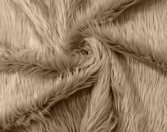 Dark Taupe Long Pile Soft Faux Fur Fabric for Fur suit, Cosplay Costume, Photo Prop, Trim, Throw Pillow, Crafts.