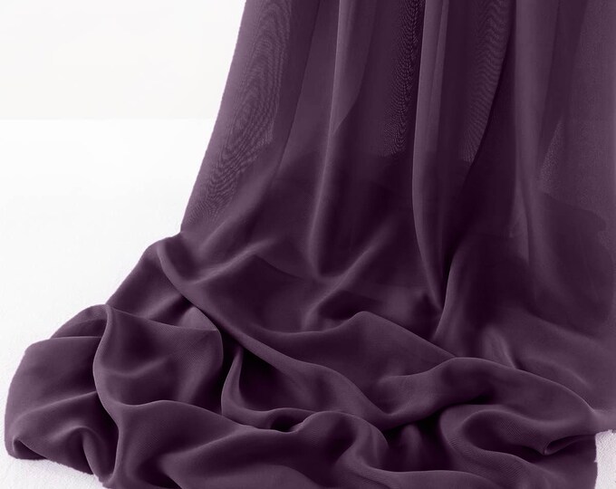 Plum - Wool Dobby Chiffon Sheer Table Runner for Wedding, Decorations for Birthday Parties, Banquets, Engagements.
