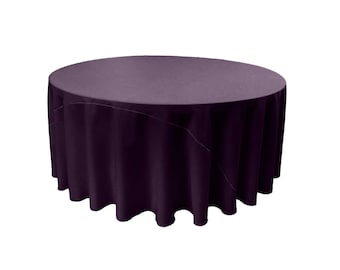Plum - Solid Round Polyester Poplin Tablecloth With Seamless.