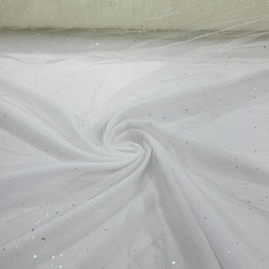 Ivory iridescent sparkle tulle glitter with sequin fabric shimmer/ tulle glitter for dresses/ mesh glitter fabric/ costume fabric.