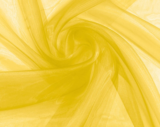 Yellow 58/60" Wide 100% Polyester Soft Light Weight, Sheer, See Through Crystal Organza Fabric/Cosplay Costumes, Skirts.