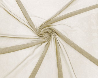 Light Taupe Stretch Power Mesh Fabric: Sheer Spandex, 60" Wide, Sold By The Yard