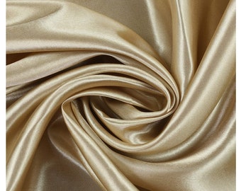 Champagne Charmeuse Bridal Solid Satin Fabric for Wedding Dress Fashion Crafts Costumes Decorations Silky Satin 58” Wide Sold By The Yard.