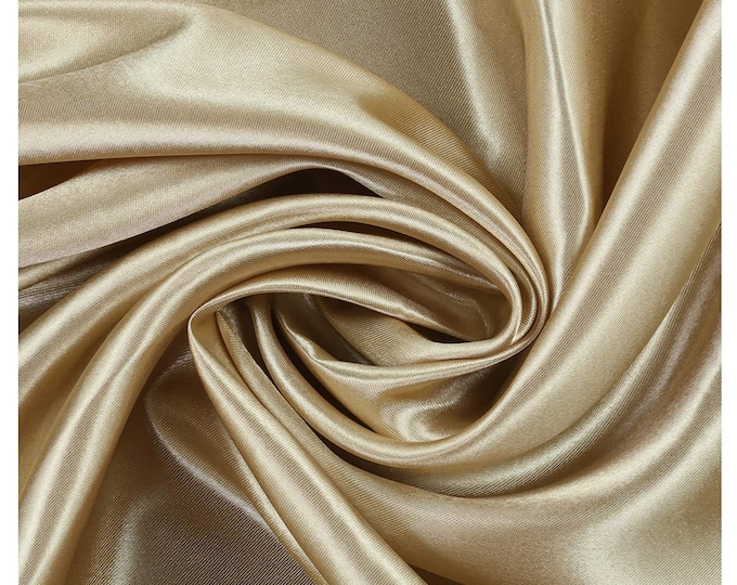 Champagne Charmeuse Bridal Solid Satin Fabric for Wedding Dress Fashion Crafts Costumes Decorations Silky Satin 58” Wide Sold By The Yard.