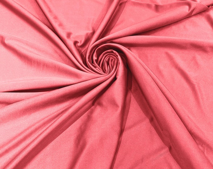 Coral Salmon Shiny Milliskin Nylon Spandex Fabric 4 Way Stretch 58" Wide Sold by The Yard