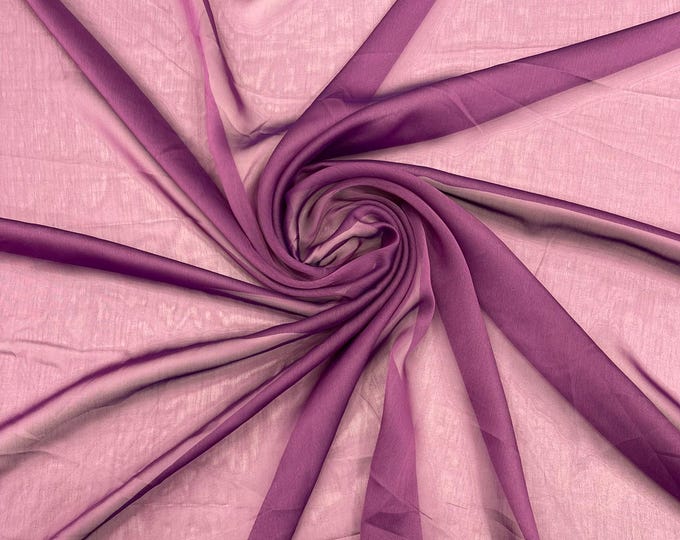 Chiffon Two Tone Sheer Fabric, by The Yard - Dark Purple