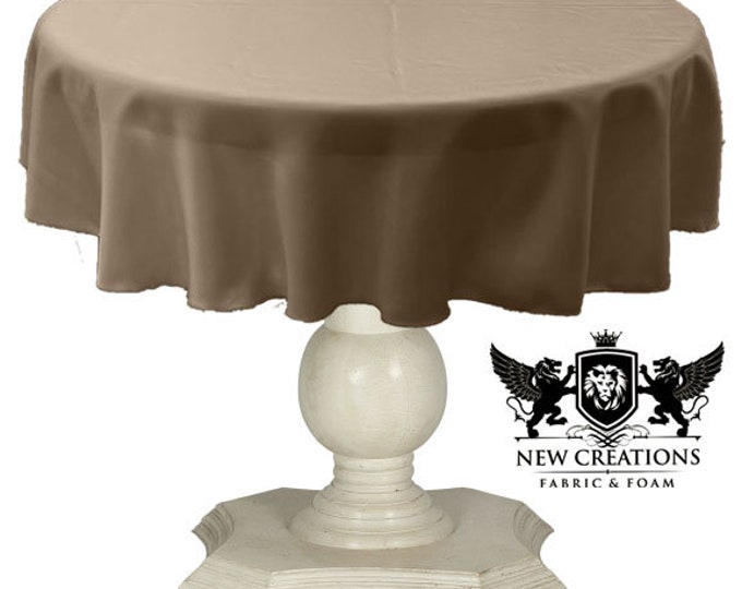 Latte Tablecloth Solid Dull Bridal Satin Overlay for Small Coffee Table Seamless.