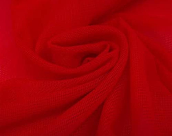 Red 58/60" Wide Solid Stretch Power Mesh Fabric Nylon Spandex Sold By The Yard.