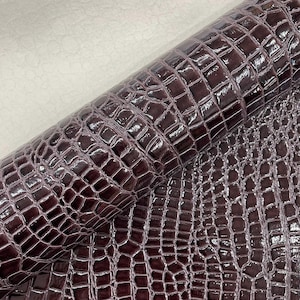 Dark Burgundy Crocodile Vinyl Embossed 3D Scales-Faux Leather-Sold By Yard