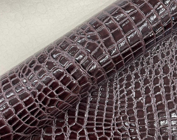 Dark Burgundy Crocodile Vinyl Embossed 3D Scales-Faux Leather-Sold By Yard