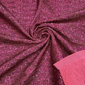 Fuchsia Hologram - Mini Glitz Sequins on a 4 Way Stretch Spandex Fabric- Sold by The Yard.