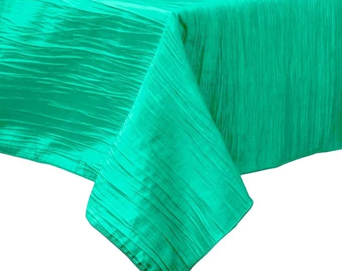 Aqua Green Square Light Weight Accordion Design Crushed Taffeta Seamless Table Overlay.