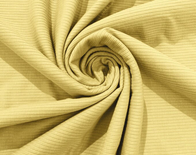 Banana Yellow - Stretch Rib Knit Fabric Polyester Spandex (By The Yard)