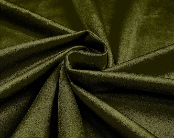 Moss Green 58"/60Inches Wide Royal Velvet Upholstery Fabric. Sold By The Yard.
