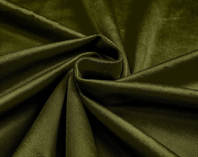 Moss Green 58"/60Inches Wide Royal Velvet Upholstery Fabric. Sold By The Yard.