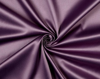Dark Lilac 95 Percent  Polyester 5% Spandex, 58 Inches Stretch L'Amour Satin Fabric, Sold By The Yard.