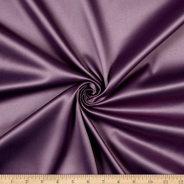 Dark Lilac 95 Percent  Polyester 5% Spandex, 58 Inches Stretch L'Amour Satin Fabric, Sold By The Yard.