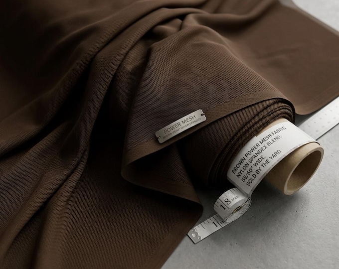 Brown Stretch Power Mesh Fabric 60” Wide | Sheer Nylon Spandex Mesh by Yard | Lingerie, Activewear & Fashion Fabric