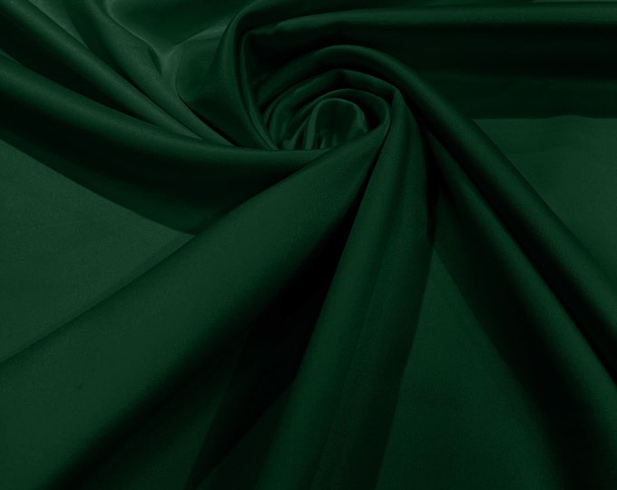 Hunter Green Matte Stretch Lamour Satin Fabric 58" Wide/Sold By The Yard. New Colors