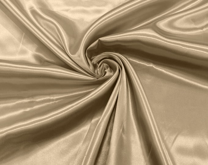 Champagne Shiny Charmeuse Satin Fabric for Wedding Dress/Crafts Costumes/58” Wide /Silky Satin