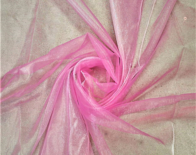 Candy Pink 58/60" Wide 100% Polyester Soft Light Weight, Sheer, See Through Crystal Organza Fabric Sold By The Yard.