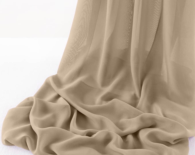 Taupe Chelsea Wool Dobby Chiffon Fabric/58" Wide Sheer Fabric/Solid Color Draping Fabric for Wedding Party Easter Backdrop.