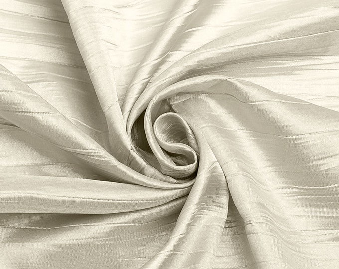 Ivory - Crushed Taffeta Fabric - 54" Width - Creased Clothing Decorations Crafts - Sold By The Yard