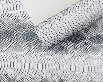 Gray Viper Snake Skin Texture Faux Leather Fabric| 54" Wide| Upholstery| Bags.