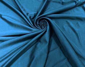 Teal Blue Shiny Spandex Fabric 58" Wide| 4-Way Stretch Nylon, Swim & Costume.