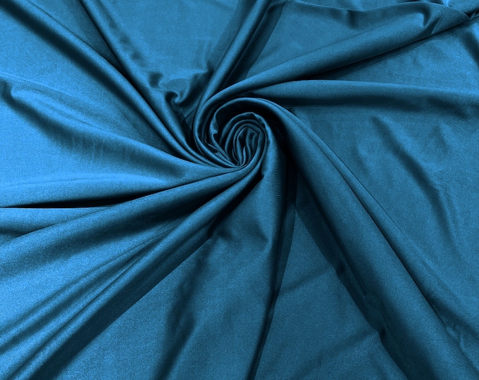 Teal Blue Shiny Milliskin Nylon Spandex Fabric 4 Way Stretch 58" Wide Sold by The Yard