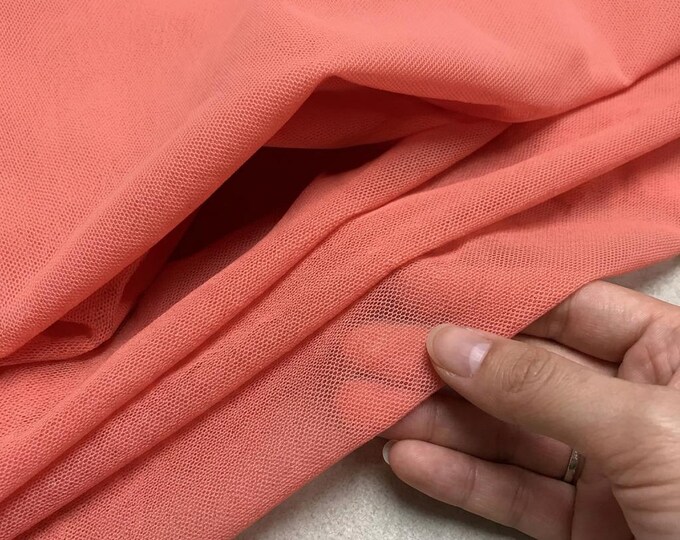 Coral Stretch Power Mesh Fabric 60” Wide | Sheer Nylon Spandex Mesh by Yard | Dancewear, Lingerie & Activewear Fabric