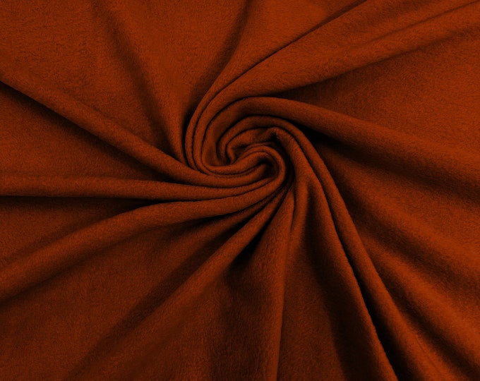 Rust Solid Polar Fleece Fabric Anti-Pill 58" Wide Sold by The Yard.