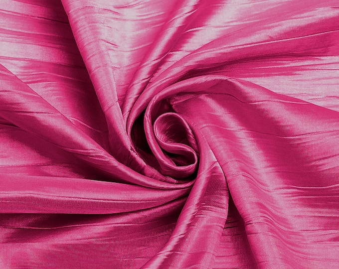 Hot Pink - Crushed Taffeta Fabric - 54" Width - Creased Clothing Decorations Crafts - Sold By The Yard