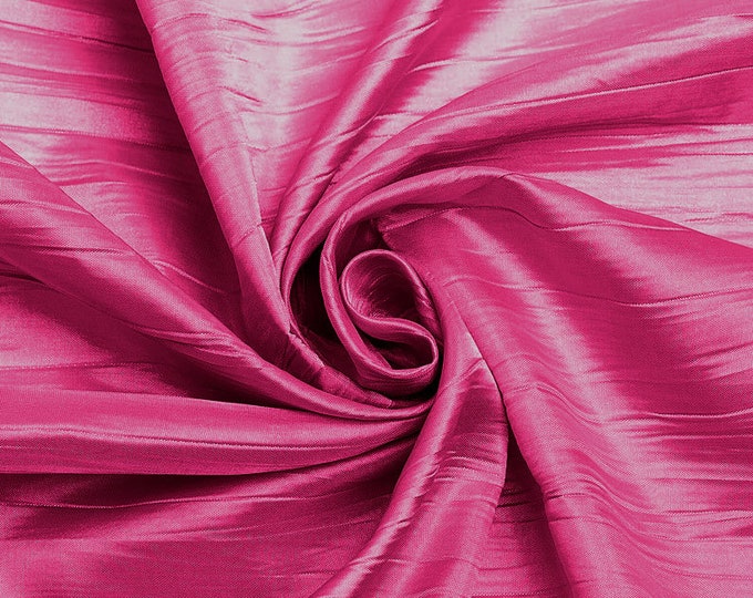 Hot Pink - Crushed Taffeta Fabric - 54" Width - Creased Clothing Decorations Crafts - Sold By The Yard