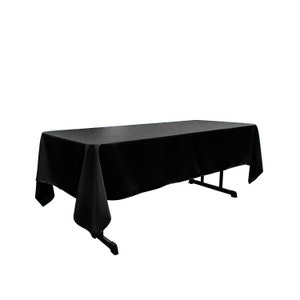 Black - Rectangular Polyester Poplin Tablecloth / Party supply.