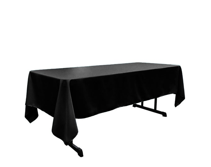 Black - Rectangular Polyester Poplin Tablecloth / Party supply.