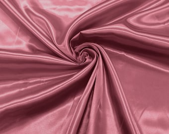Dark Rose - Shiny Charmeuse Satin Fabric for Wedding Dress/Crafts Costumes/58” Wide /Silky Satin