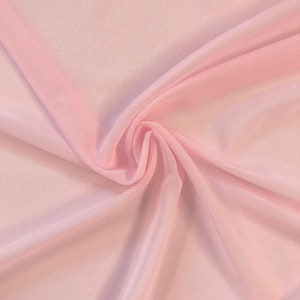Tela de gasa transparente, ligera, suave y transparente, 100 % poliéster, de color rosa, de 58/60" de ancho. Se vende cortada a medida.