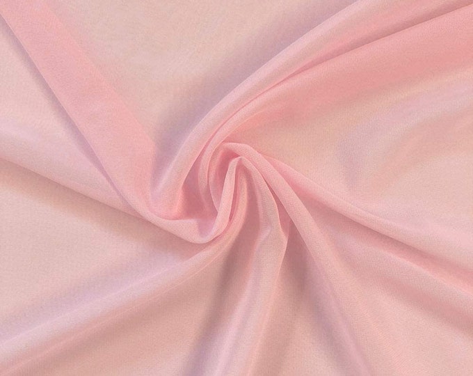 Pink 58/60" Wide 100% Polyester Soft Light Weight, Sheer, See Through Chiffon Fabric Sold By The Yard.