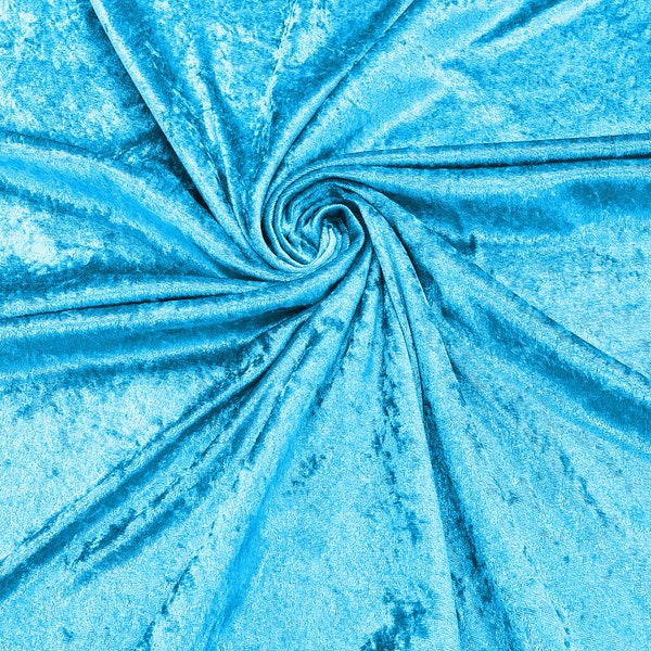 Turquoise 59" Wide Crushed Stretch Panne Velvet Velour Fabric Sold By The Yard.