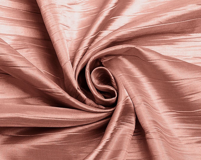 Blush - Crushed Taffeta Fabric - 54" Width - Creased Clothing Decorations Crafts - Sold By The Yard