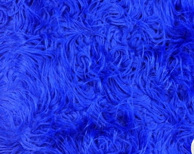 Mongolian Faux Fur Fabric by the Yard Royal Blue