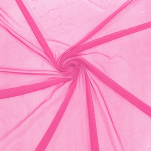 Neon Hot Pink 58/60&quot; Wide Solid Stretch Power Mesh Fabric Spandex/ Sheer See-Though/Sold By The Yard. New Colors