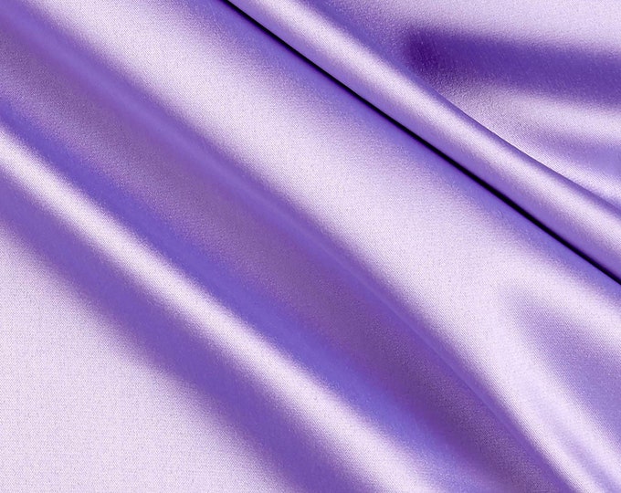 Lavender 95 Percent  Polyester 5% Spandex, 58 Inches Wide Matte Stretch L'Amour Satin Fabric, Sold By The Yard.