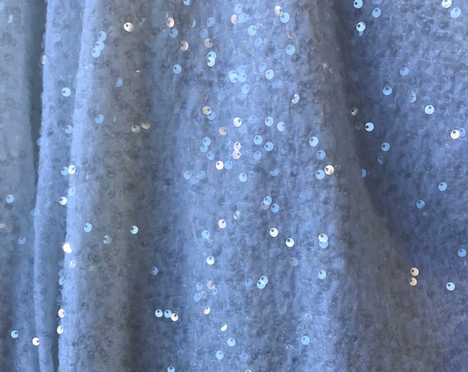 Clear White stretch velvet with luxury sequins all over 5mm shining sequins stretch, sold by the yard.