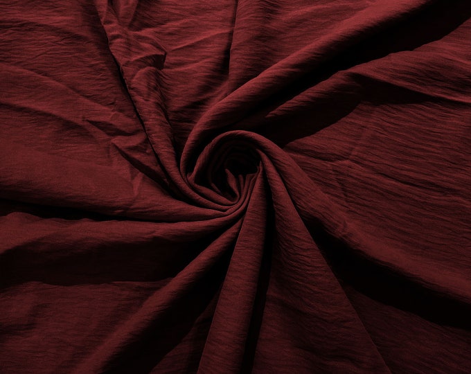 Burgundy Air Flow Polyester Fabric for Dresses, 2 way stretch, Tops, Bottoms, Shawl, Scarf, Costumes, Crafts.
